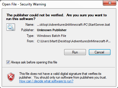 open file security warning